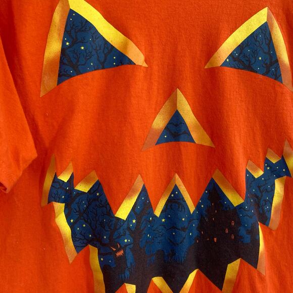 Halloween Orange Jack O Lantern Heavy Cotton Tee Size Large Women’s - Picture 4 of 6